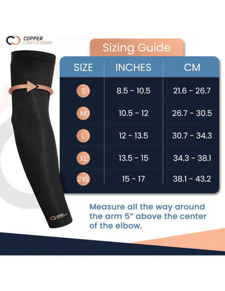 Manga de Compresión de Cobre Copper Compression - Mediana - Negro