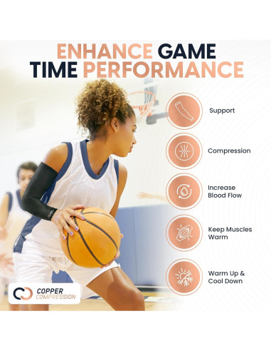 Manga de Compresión de Cobre Copper Compression - Mediana - Negro