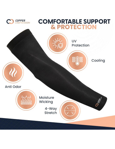 Manga de Compresión de Cobre Copper Compression - Mediana - Negro