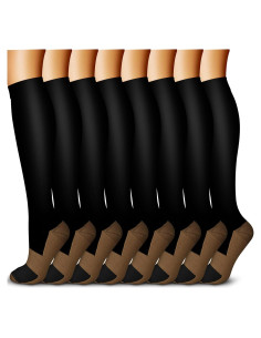 Calcetines de Compresión de Cobre QUXIANG 15-20 mmHg (8 Pares)