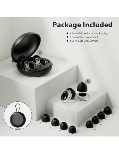 Tapones de Cancelación de Ruido Yawsoy - 20dB, 6 Pairs S/M/L