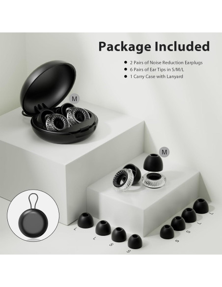 Tapones de Cancelación de Ruido Yawsoy - 20dB, 6 Pairs S/M/L