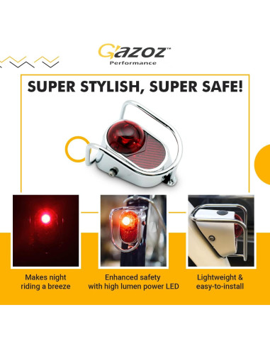 Luz Trasera LED Gazoz Performance Vintage Cromada 150 Lúmenes