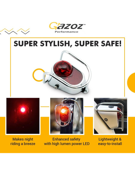 Luz Trasera LED Gazoz Performance Vintage Cromada 150 Lúmenes