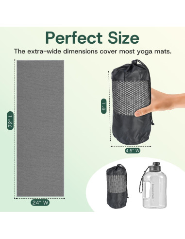 Toalla de Yoga Antideslizante MIELIA 182.88x62.23cm Gris