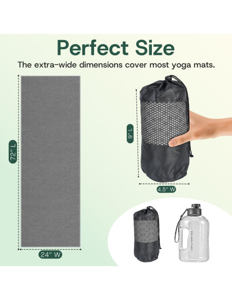 Toalla de Yoga Antideslizante MIELIA 182.88x62.23cm Gris