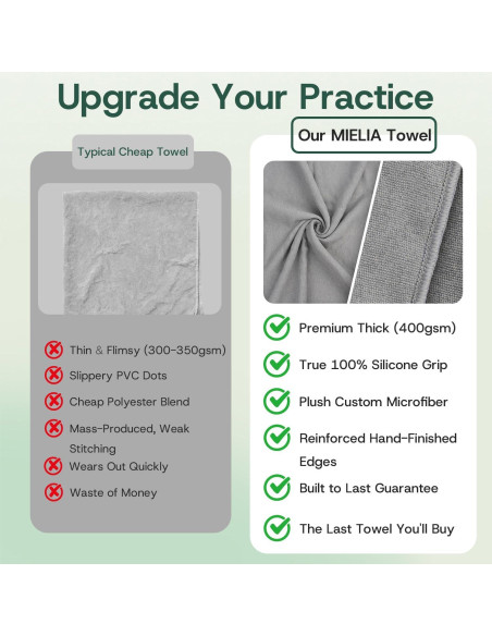 Toalla de Yoga Antideslizante MIELIA 182.88x62.23cm Gris