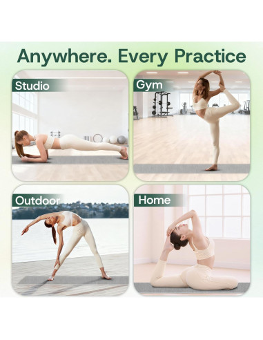 Toalla de Yoga Antideslizante MIELIA 182.88x62.23cm Gris