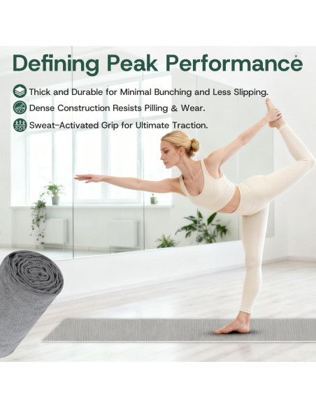 Toalla de Yoga Antideslizante MIELIA 182.88x62.23cm Gris