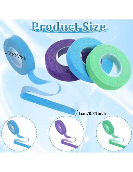 3 Rollos de Cinta de Dedal Autoadhesiva FdcLixuvol - Verde, Púrpura, Azul