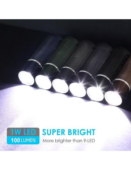 Juego de 6 Linternas LED FASTPRO de Aluminio con Baterías AAA