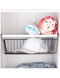 Cesta de Almacenamiento Bajo Estante Metalica ELEATTRUN 2 PCS 2