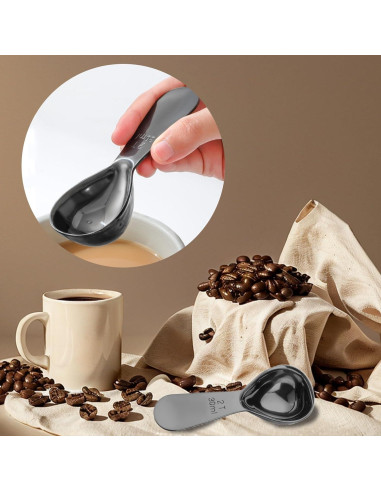 Cuchara Medidora de Café Zinmilin 30ml Acero Inoxidable Negro