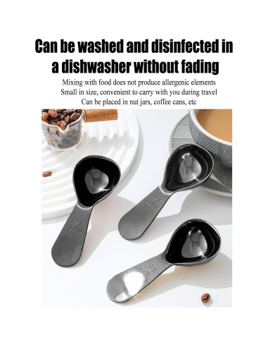 Cuchara Medidora de Café Zinmilin 30ml Acero Inoxidable Negro