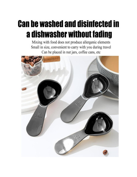 Cuchara Medidora de Café Zinmilin 30ml Acero Inoxidable Negro