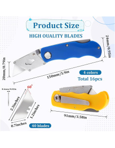 Cuchillo Utility Plegable DIVINA VITAE 16Pcs con 40 Cuchillas 2