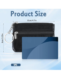 Monedero de Cuero PU Negro para Mujeres con Doble Cremallera 2