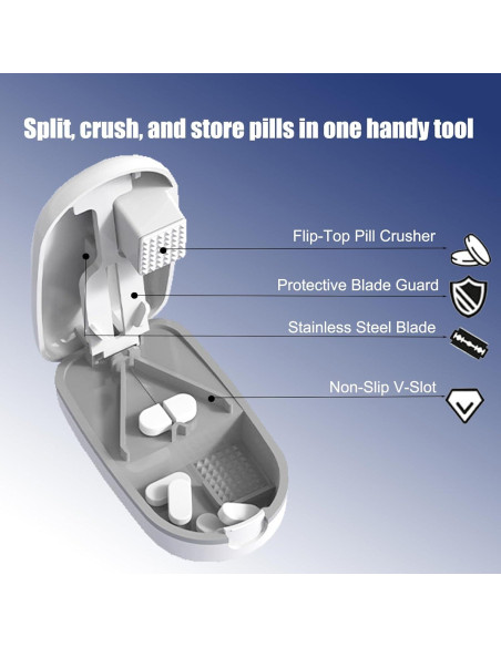 Cortador de Pastillas AZJCKEW Blanco 2 en 1 con Organizador