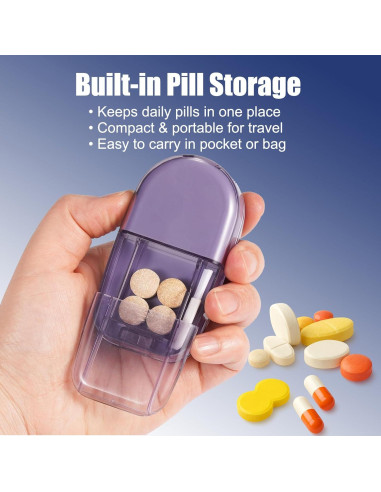 Cortador de Pastillas AZJCKEW Blanco 2 en 1 con Organizador