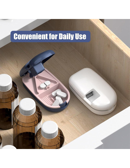 Cortador de Pastillas AZJCKEW Blanco 2 en 1 con Organizador