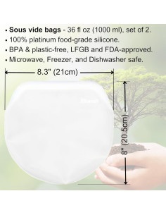 Bolsas Sous Vide Reutilizables Elkanah 1000 ml Silicona Platino 2