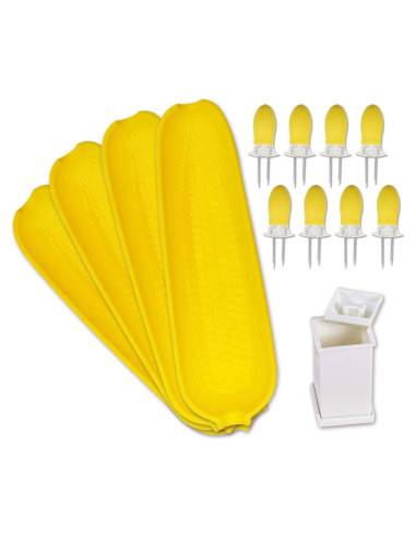 Soportes de Mazorcas de Maíz Recoil - Kit de 8 Piezas con Platos y Espátula