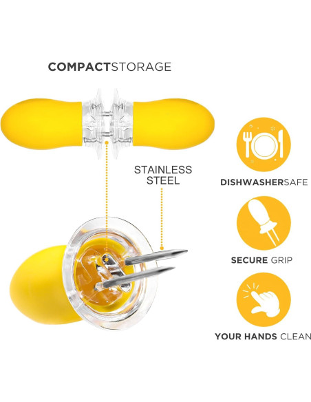Soportes de Mazorcas de Maíz Recoil - Kit de 8 Piezas con Platos y Espátula