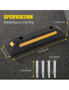 Tope de Piso de Caucho ATPEAM para Vehículos - Paquete de 2 2