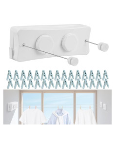 Cuerda Retráctil para Ropa Qiviluto 5.18m con 30 Pinzas