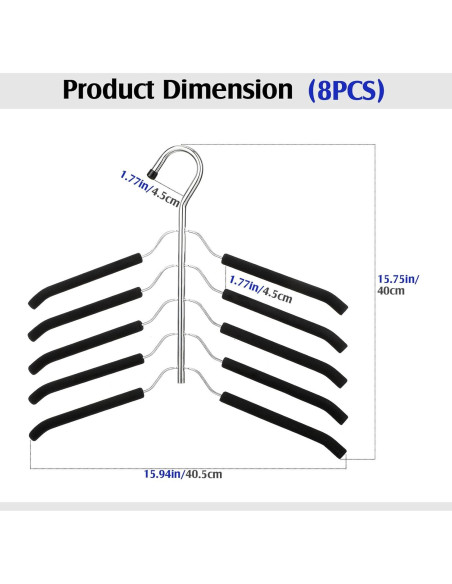 Perchas Antideslizantes Ripeng 8 Pcs Metal 5 en 1 Ahorra Espacio