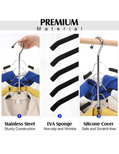 Perchas Antideslizantes Ripeng 8 Pcs Metal 5 en 1 Ahorra Espacio