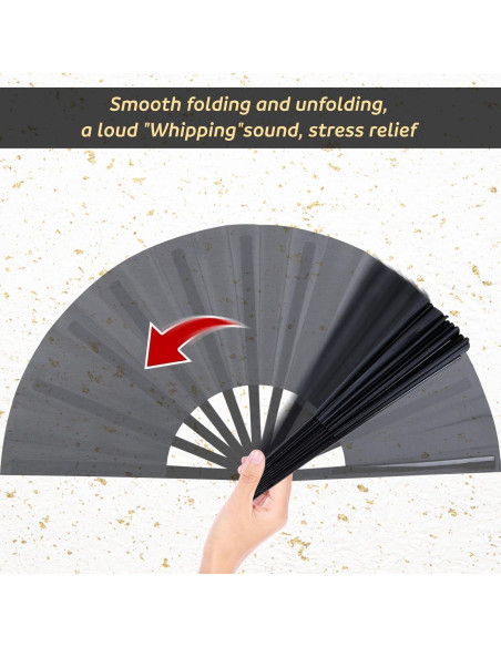 Abanicos Plegables JOHAUSE 3 Pcs 33cm Negros para Fiesta