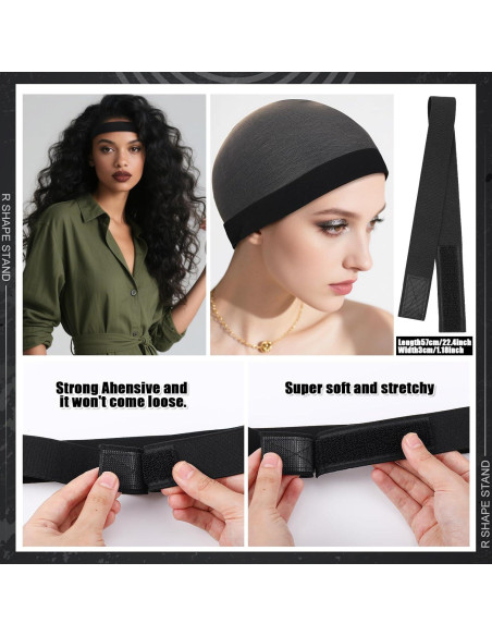 Juego de Soportes y Cepillos para Peluca ZH0441 - 2 Soportes y 5 Peines