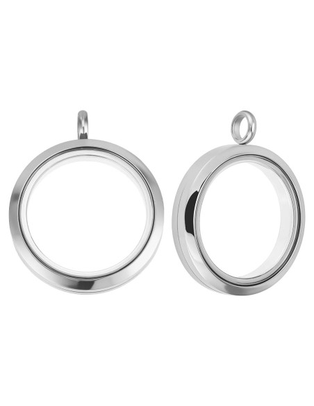 Beebeecraft 2 Piezas Locket Flotante Acero Inoxidable 304 Plata