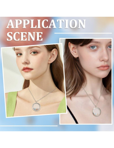 Beebeecraft 2 Piezas Locket Flotante Acero Inoxidable 304 Plata