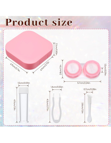 Kit de Estuche de Lentes de Contacto Classicseali Rosa 2PCS