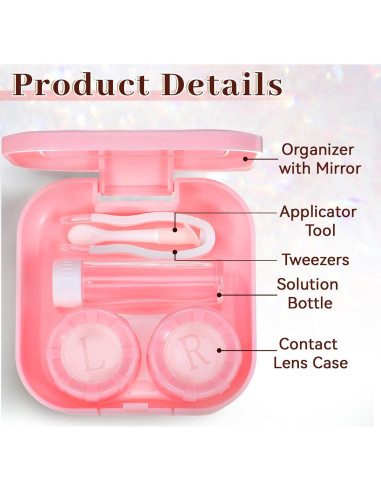 Kit de Estuche de Lentes de Contacto Classicseali Rosa 2PCS