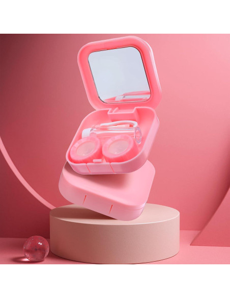 Kit de Estuche de Lentes de Contacto Classicseali Rosa 2PCS