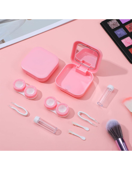Kit de Estuche de Lentes de Contacto Classicseali Rosa 2PCS