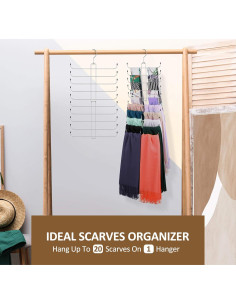 Organizador de Bufandas ZEDODIER Plata, Soporte Rotatable 20 Bufandas 2