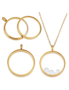 Beebeecraft 2 Encantos Locket Flotante Oro 18K 36x29mm