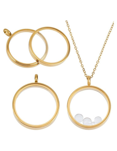 Beebeecraft 2 Encantos Locket Flotante Oro 18K 36x29mm