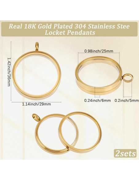 Beebeecraft 2 Encantos Locket Flotante Oro 18K 36x29mm