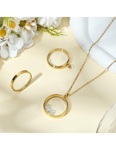 Beebeecraft 2 Encantos Locket Flotante Oro 18K 36x29mm