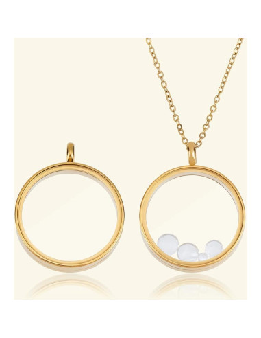 Beebeecraft 2 Encantos Locket Flotante Oro 18K 36x29mm