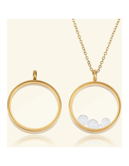 Beebeecraft 2 Encantos Locket Flotante Oro 18K 36x29mm