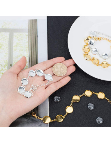 PH PandaHall 10pcs Pulsera Ajustable Plata y Dorado 12mm