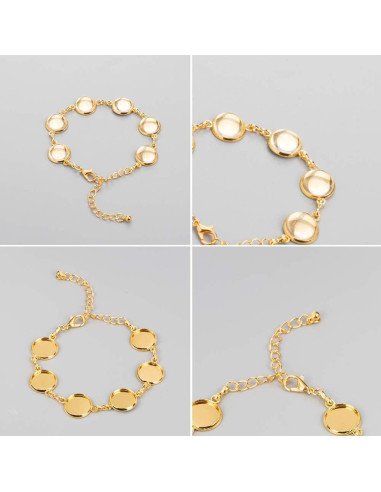 PH PandaHall 10pcs Pulsera Ajustable Plata y Dorado 12mm