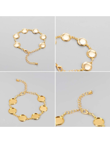 PH PandaHall 10pcs Pulsera Ajustable Plata y Dorado 12mm PH PandaHall 10pcs Pulsera Ajustable Plata y Dorado 12mm