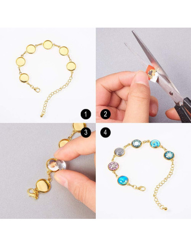 PH PandaHall 10pcs Pulsera Ajustable Plata y Dorado 12mm